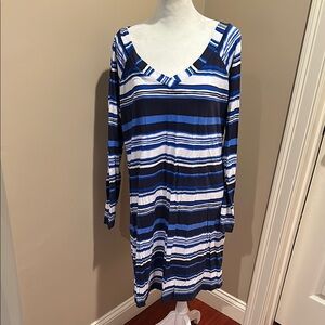 Lilly Pulitzer Blue Long Sleeve Scoop Neck Dress